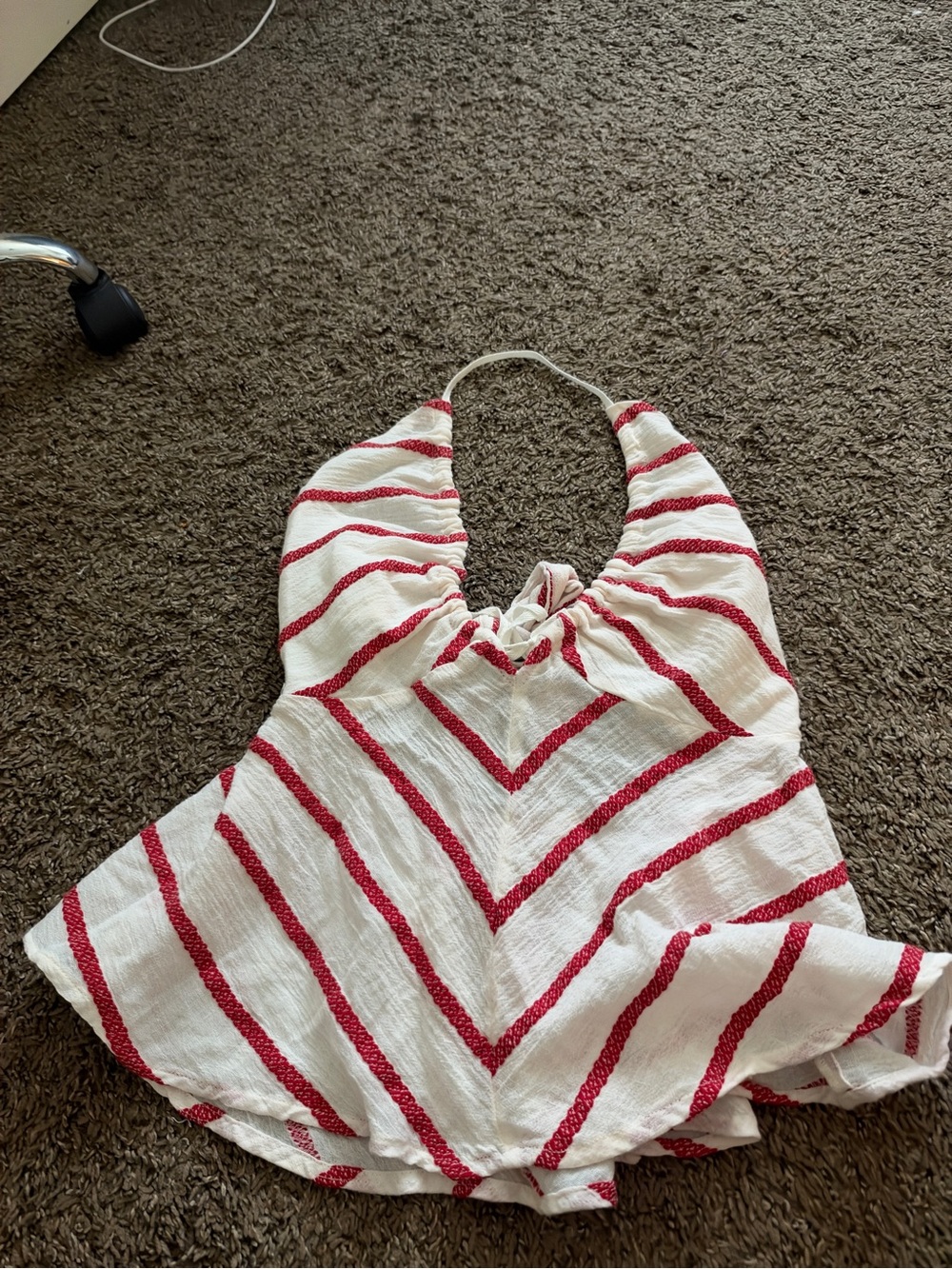 Free people White and Red Striped Halter Skirted